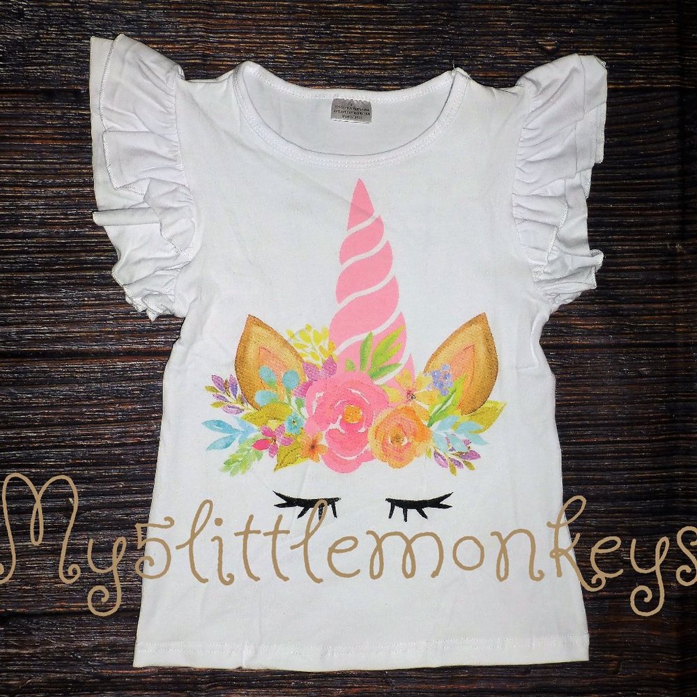 Unicorn Girls Short Sleeve Boutique Shirt